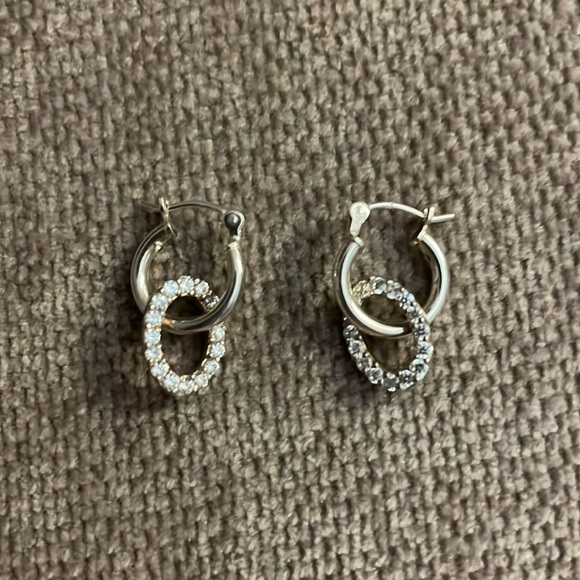 Silver hoop earrings and collection of Crystal Earring Charms - Picture 4 of 5